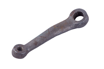 rusty steering shaft lever isolated on white background
