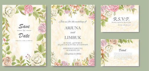 Fototapeta na wymiar Elegant floral wedding invitation card 