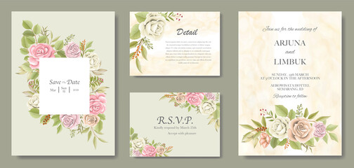 Fototapeta na wymiar Elegant floral wedding invitation card 