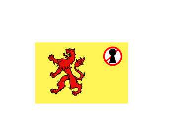 flag with covid 19 warning