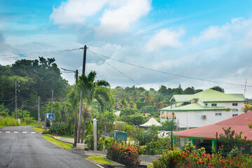 Guadeloupe countryside under a cloudy sky