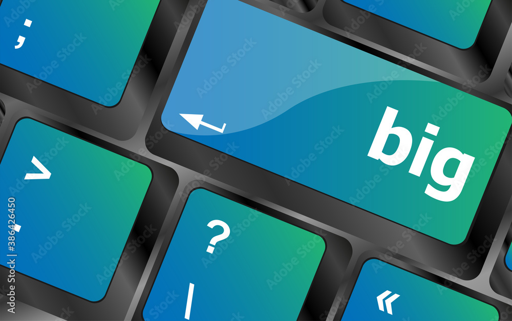Aufkleber big word on keyboard key, notebook computer button