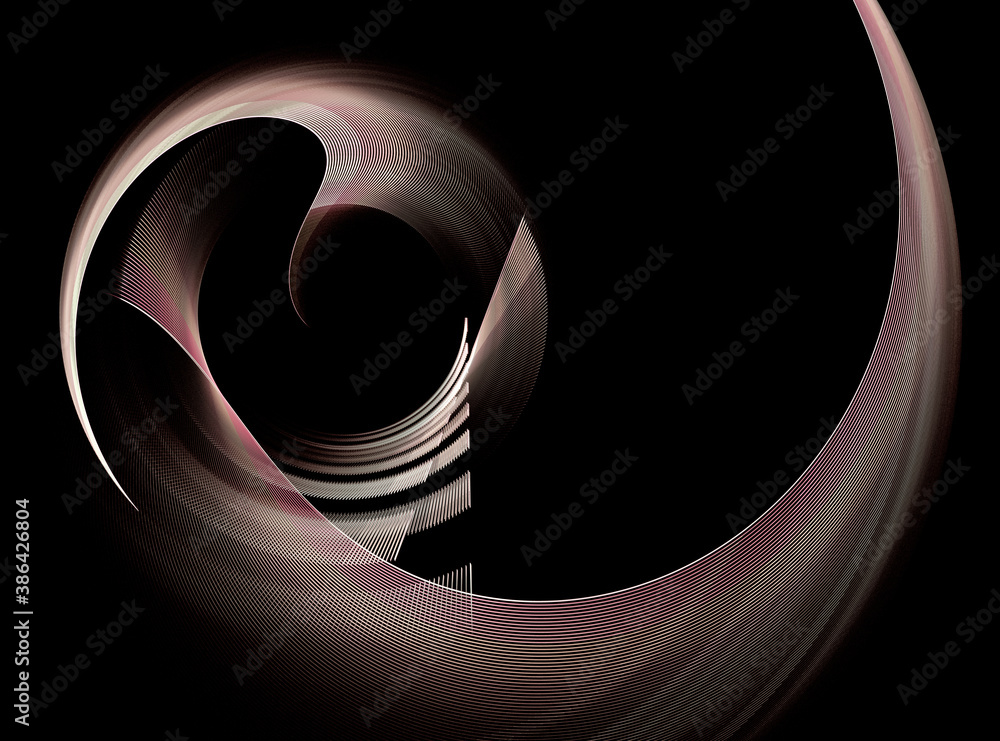 Poster the transparent striped rounded surfaces are nicely set against a black background. abstract fractal