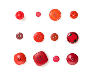 Isolated red buttons collection on white background