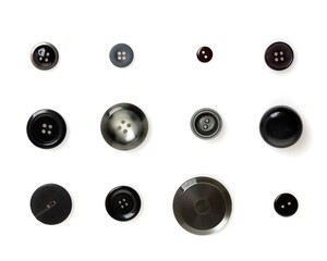 Isolated black and grey buttons collection on white background