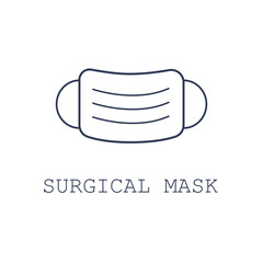 Fototapeta na wymiar Surgical mask icon on white background. Vector illustration in flat design. Pandemic virus protect face masking. Face mask cartoon. 