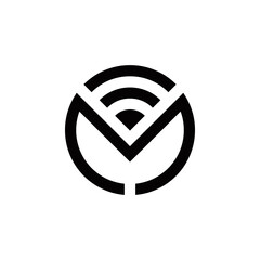 m initial connection signal logo design vector symbol graphic idea creative
