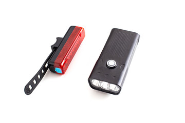Bicycle lighting kit. Headlight and brake light for safety and illumination in the dark, white...
