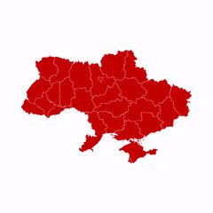 High Detailed Red Map of Ukraine on White isolated background, Vector Illustration EPS 10