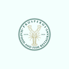 Crawfish Hand Drawn Vintage Logo Design Inspiration For Seafood Restaurant