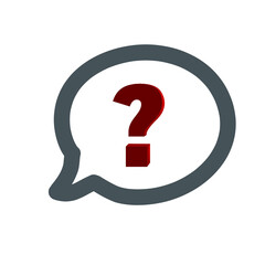 3d shape Question mark in balloon on white background.