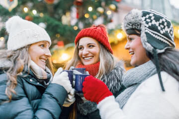 Christmas Market for a group of women friends drinking hot mulled wine