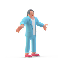 Man standing on white background I don't know Pose 3D illustration