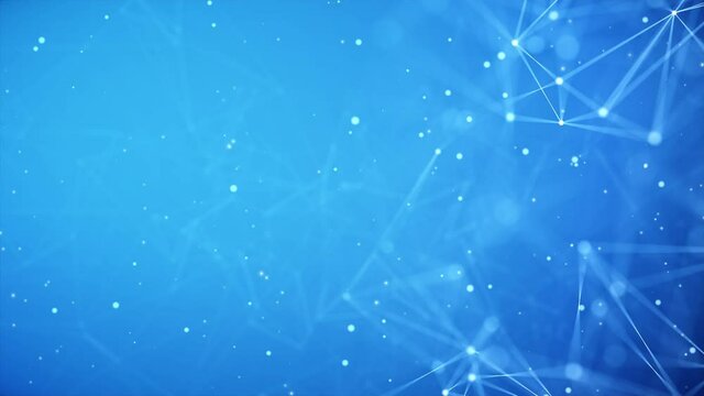 Abstract composition with connecting dots and lines and triangles Loop backround. Plexus effect. Cyber Digital data Visualization Network Polygon Connection Structure. Science Medical Technology