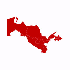 Fototapeta premium High Detailed Red Map of Uzbekistan on White isolated background, Vector Illustration EPS 10