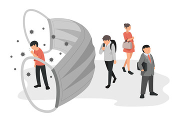 The function using face mask to hold virus not spread