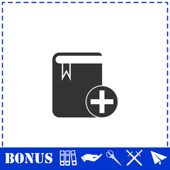 Book add icon flat