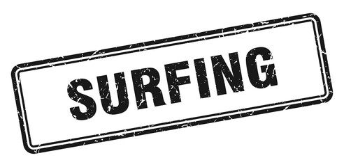 surfing stamp. square grunge sign on white background