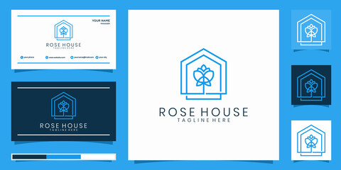 Rose house Logo design vector inspiration, Home Decoration Logo. logo design and business card