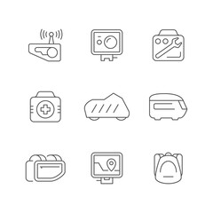 Set line icons of motorcycle accessories