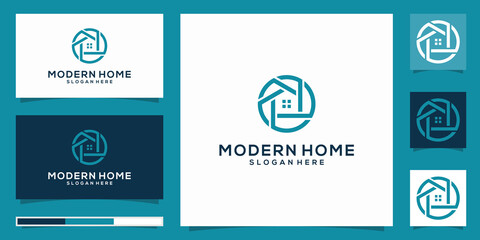 Fototapeta premium Home linear vector logo. Smart house line art