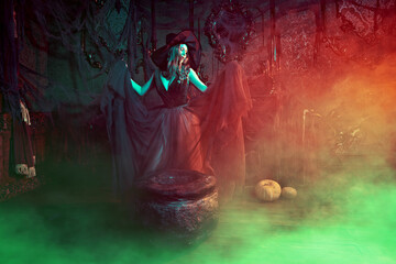 conjuring over the cauldron