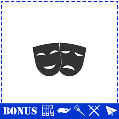 Festive masks icon flat
