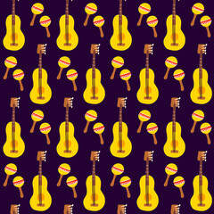 Guitar Maracas Seamless Pattern