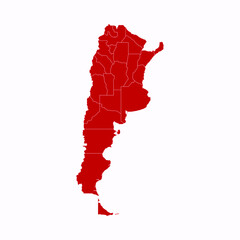 High Detailed Red Map of Argentina on White isolated background, Vector Illustration EPS 10