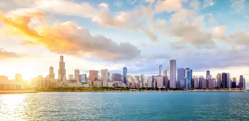 Foto op Plexiglas Downtown chicago skyline cityscape in USA © f11photo