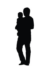 Father with baby son silhouette vector