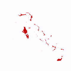 High Detailed Red Map of Bahamas on White isolated background, Vector Illustration EPS 10