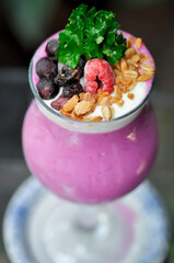 strawberry smoothie or strawberry yogurt with berry