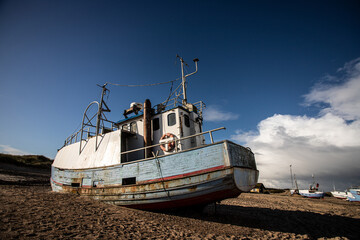 fishing boats at the beach of Thorup, Denmark