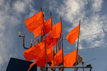 red marker pennant waving