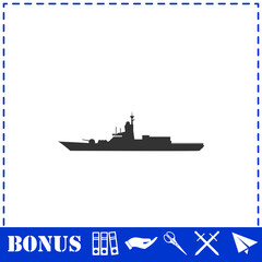 Fototapeta na wymiar Warship icon flat