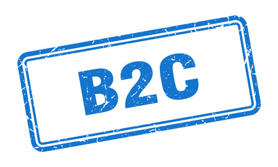 b2c stamp. square grunge sign on white background