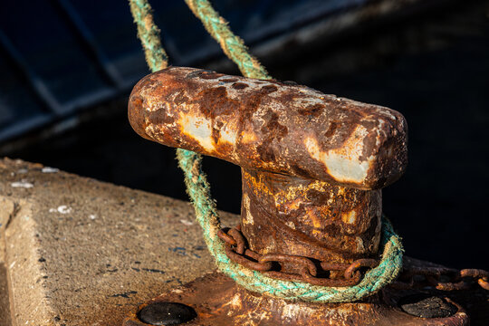 rusty poller at the harbor of Skagen, Denmark