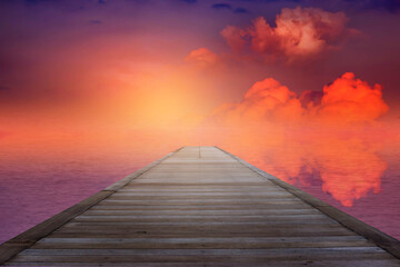 Naklejka na ściany i meble wooden pier at sunset
