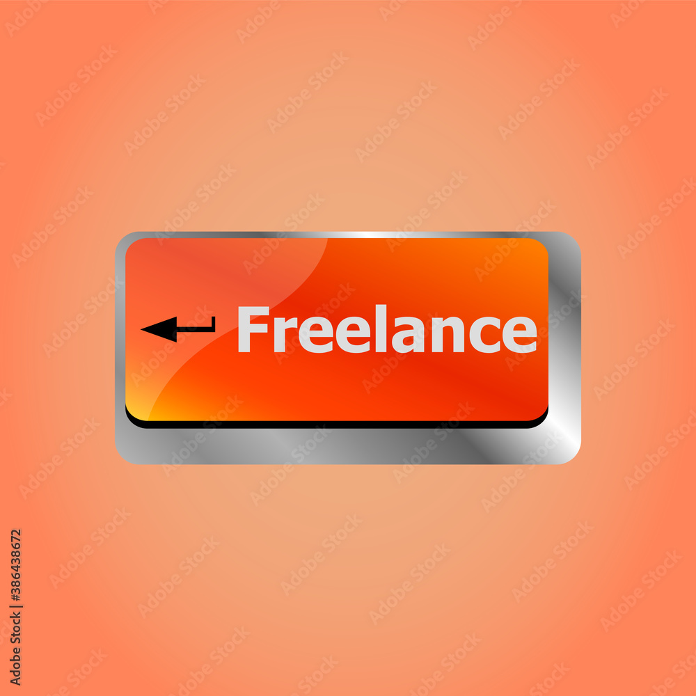 Poster business concept with enter button on keyboard. freelance. computer keyboard button showing the insc