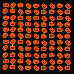 Collection of spooky pumpkin silhouette horror images. Illustration of scary Jack-o-lantern facial expression.