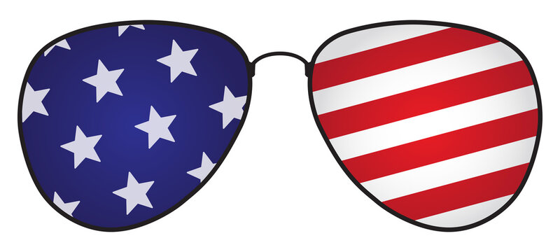 Aviator Sunglasses with US Flag | American Flag Vector Illustration | Election Icon | USA Design Resource | Patriotic Lenses
