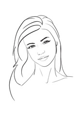beautiful woman face hand drawn vector illustration sketch
