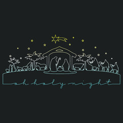Nativity Scene Silhouette. Holidays Christmas Religion. Holly Night Characters. Cut File Design. Vector Clip Art.