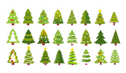 christmas trees on white background