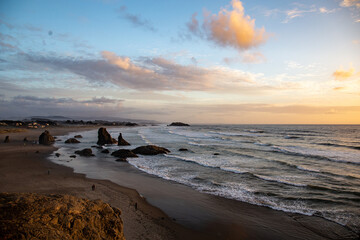 sunset over a rocky beach