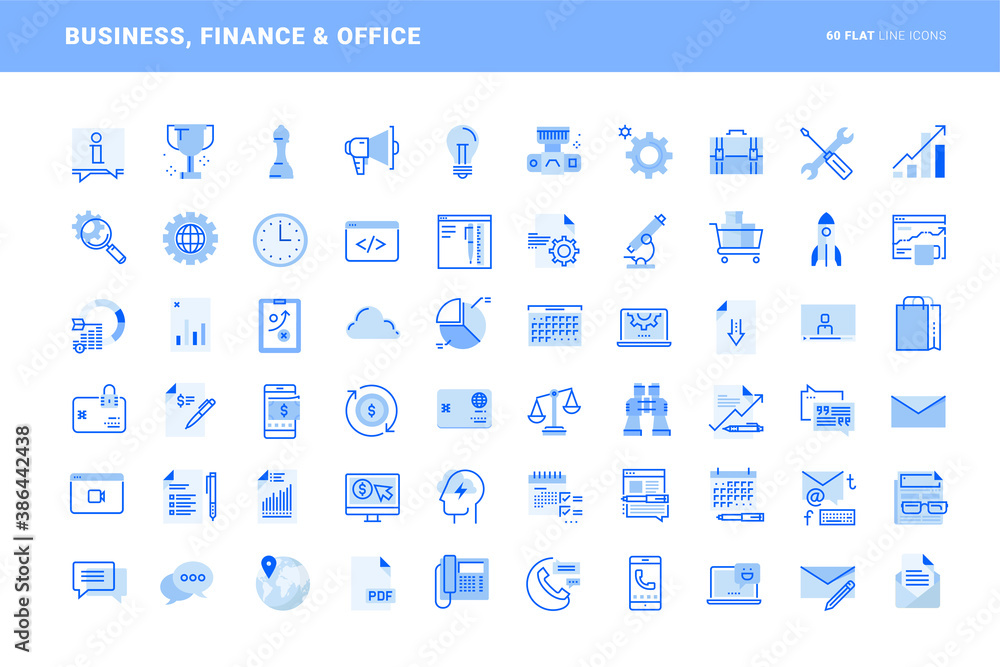 Wall mural set of flat line icons of business finance and office. vector concepts for website and app design an