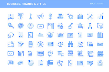 Set of flat line icons of business finance and office. Vector concepts for website and app design and development, business presentation and marketing material.