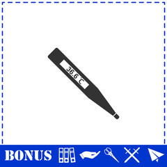Medical thermometer icon flat