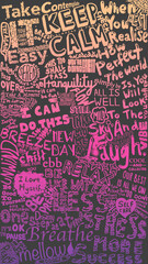 Grey and Pink Gradient Wallpaper with Calming Quotes in Doodle Style